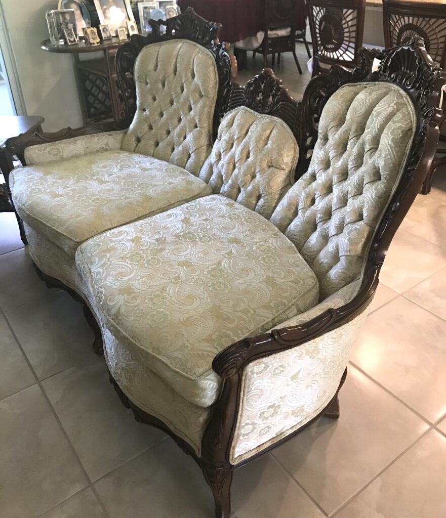 antique loveseat upholstery