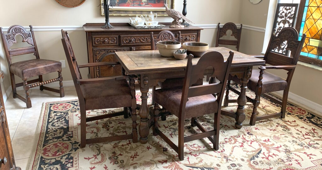 antique dining set upholstery