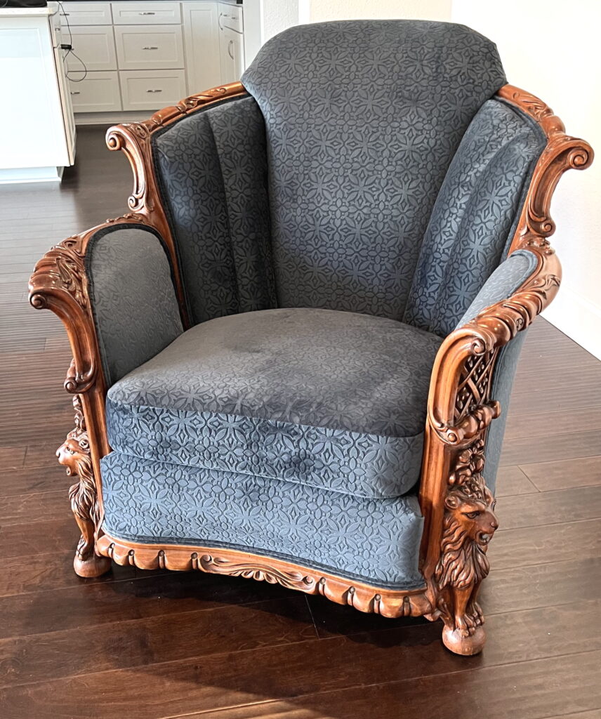 antique wooden armchair upholstery