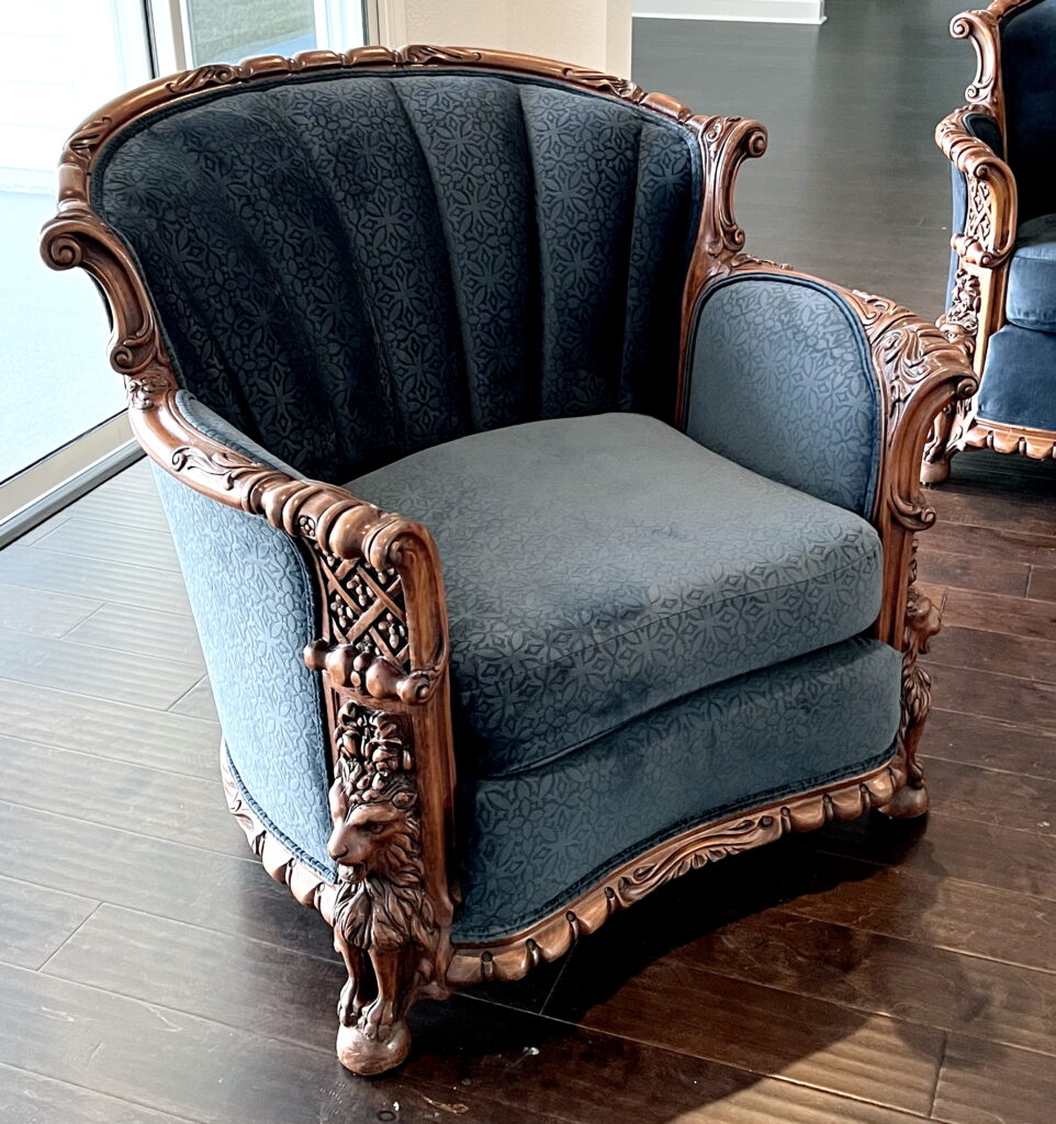 vintage wooden armchair upholstery