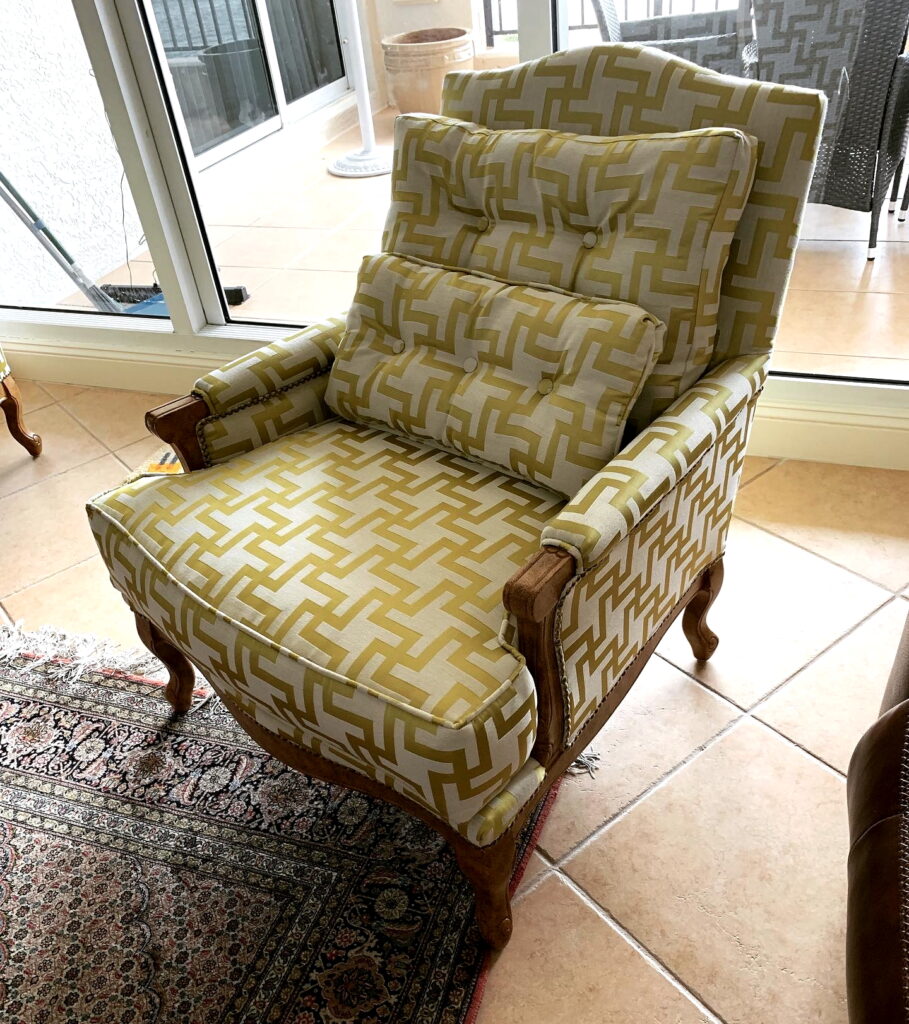 armchair with pattern upholstery